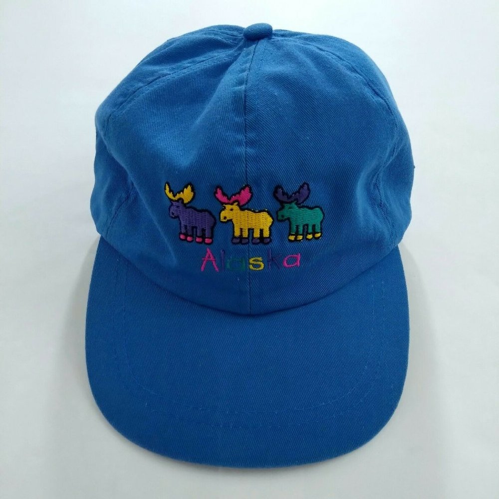 Vintage Arctic Circle Enterprises Alaska Women's/Youth Strapback Hat Blue Moose